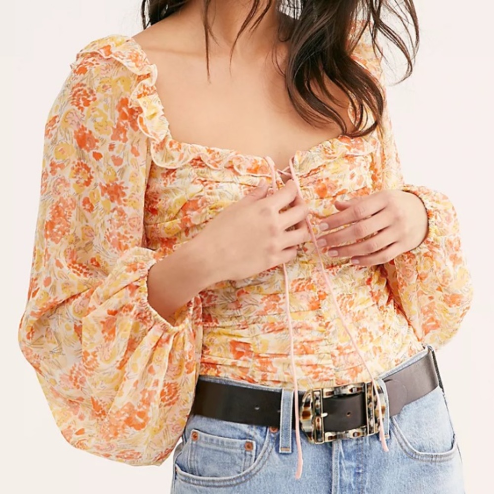 Free People Mabel Floral Printed Blouse Medium